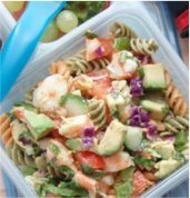 Avocado & shrimp pasta