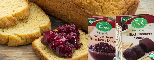 Pacific Organic Cranberry Sauce on sliced bread