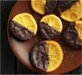 Chocolate Dipped Apples & Oranges-candied