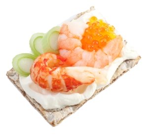 Amazing Crispbread & Flatbread toppings-shrimp crab and caviar