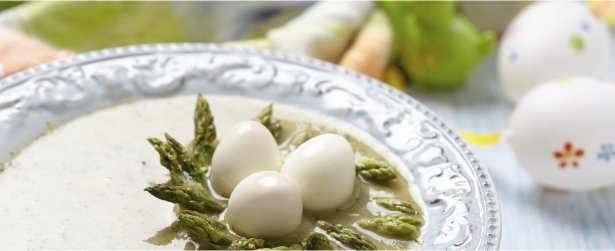 Asparagus Soup with Egg Nests-link