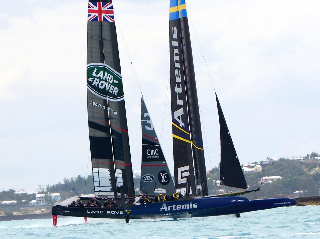 Land Rover BAR v. Artemis in America's Cup Practice Racing on Bermuda's Great Sound - 32417 photo by Talbot Wilson- Royal Gazette