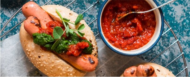 Spicy Bell Pepper and Chimichurri Sauce Hot Dog Topping