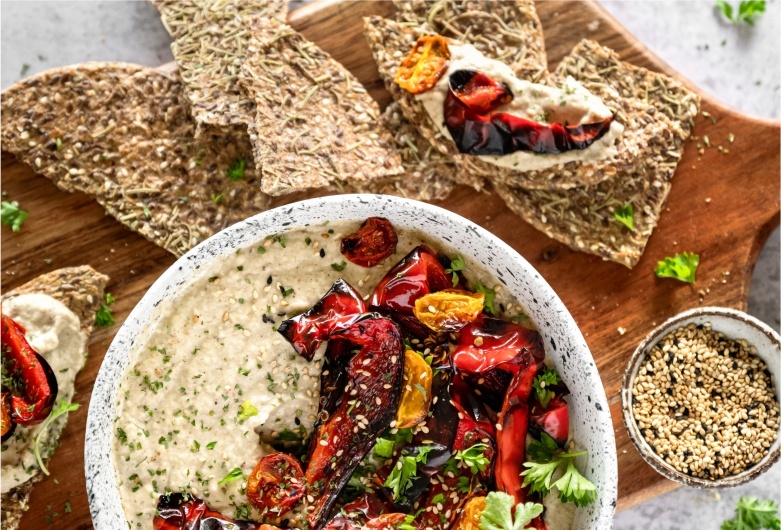 Eggplant Hummus with Roasted Veggies to Lindos Group of Companies